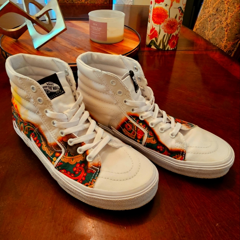 Vans SK8 Hi Bolt Big Reveal True White Men's Classic Skate Shoes Size 9.0 MEN